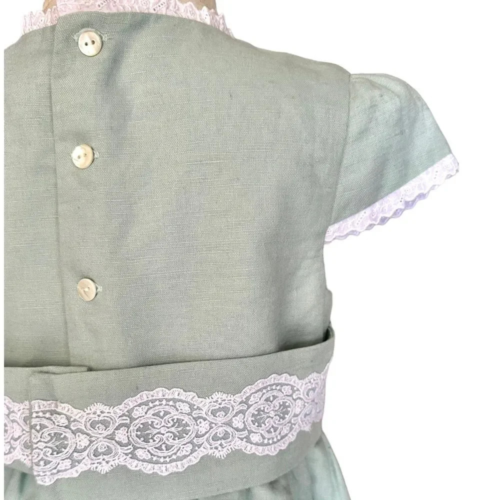 COCONUT | Mint | LINEN AND LACE DRESS - Picture 12 of 15